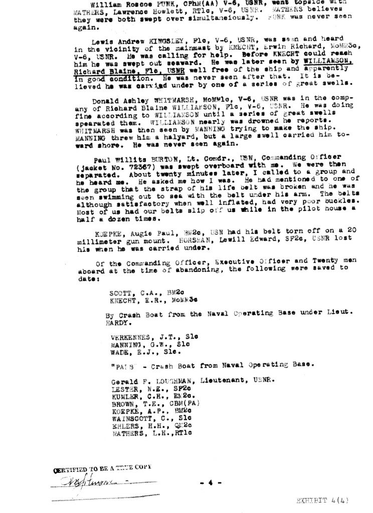 Macaw Board of Investigation exhibit 4(4)