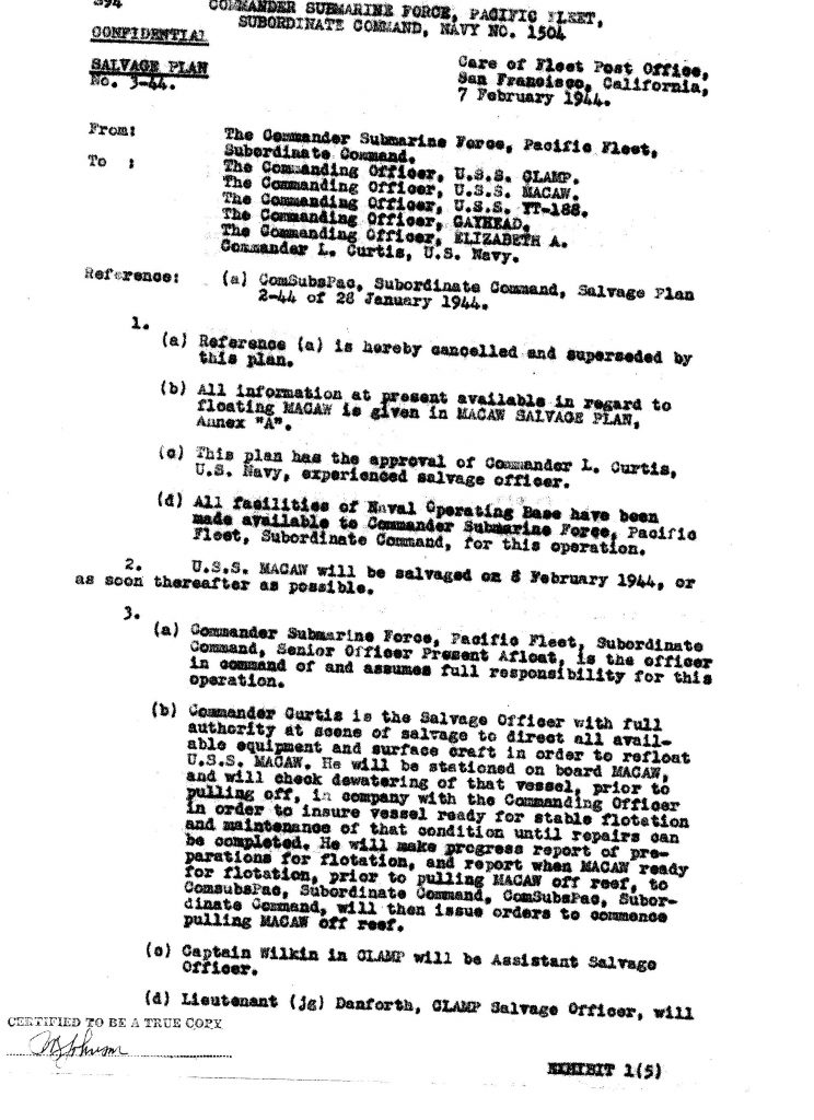 Macaw Board of Investigation exhibit 1(5)