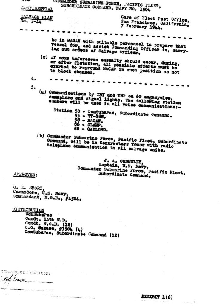 Macaw Board of Investigation exhibit 1(6)