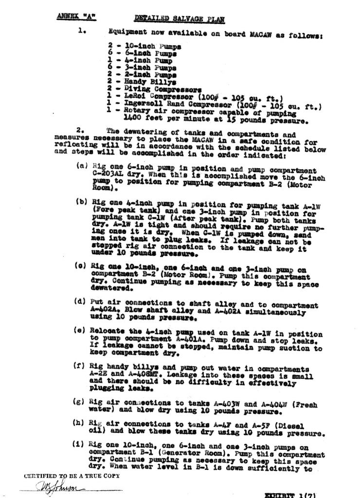 Macaw Board of Investigation exhibit 1(7)