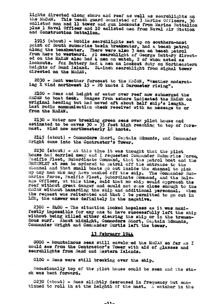 Macaw Board of Investigation p. 11