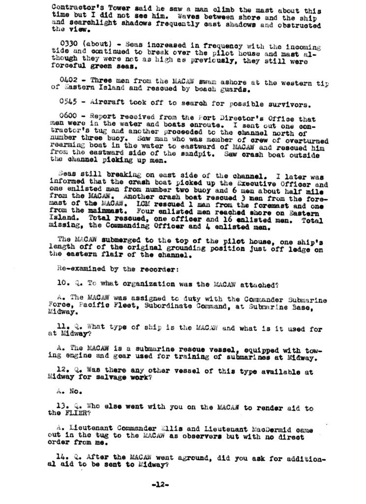 Macaw Board of Investigation p. 12