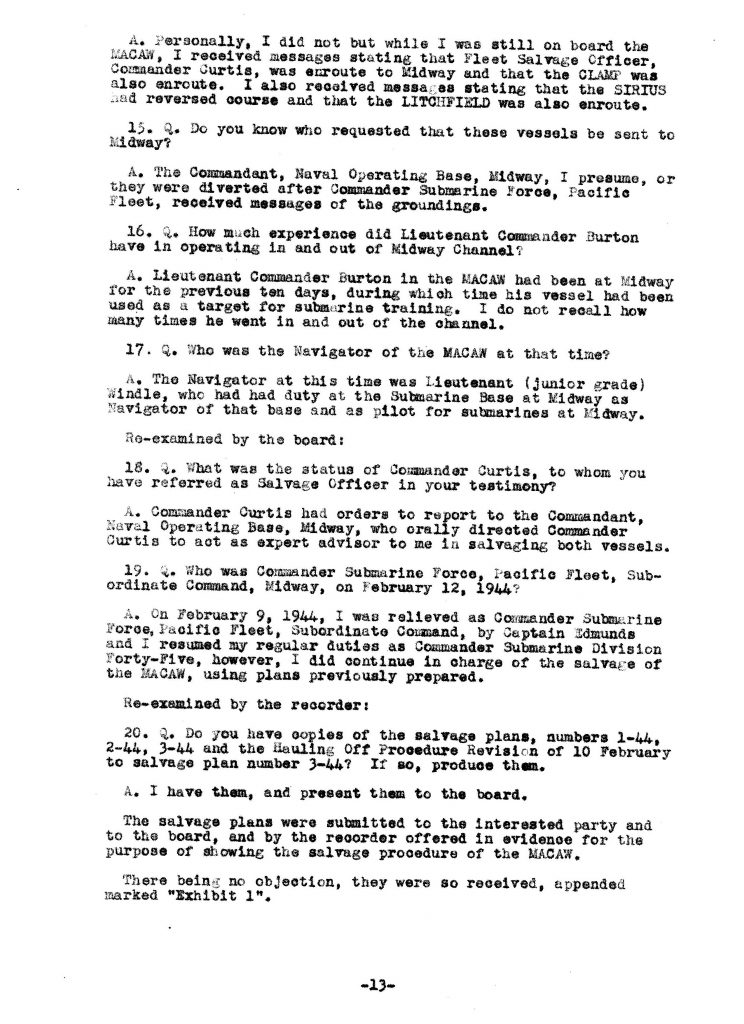 Macaw Board of Investigation p. 13