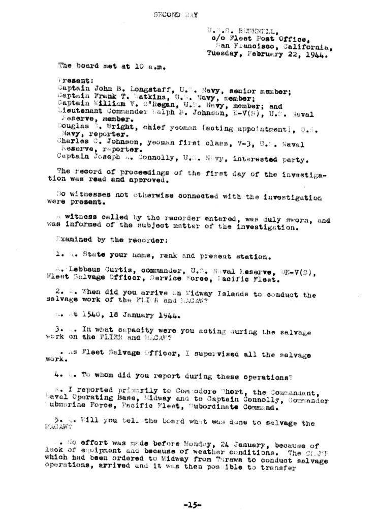 Macaw Board of Investigation p. 15