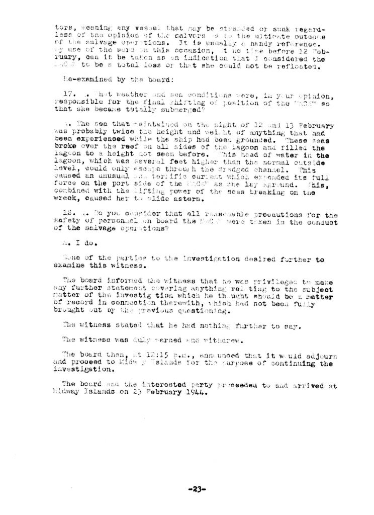 Macaw Board of Investigation p. 23