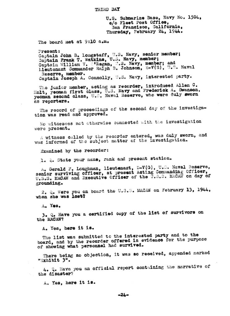 Macaw Board of Investigation p. 24