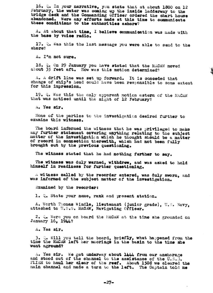 Macaw Board of Investigation p. 27