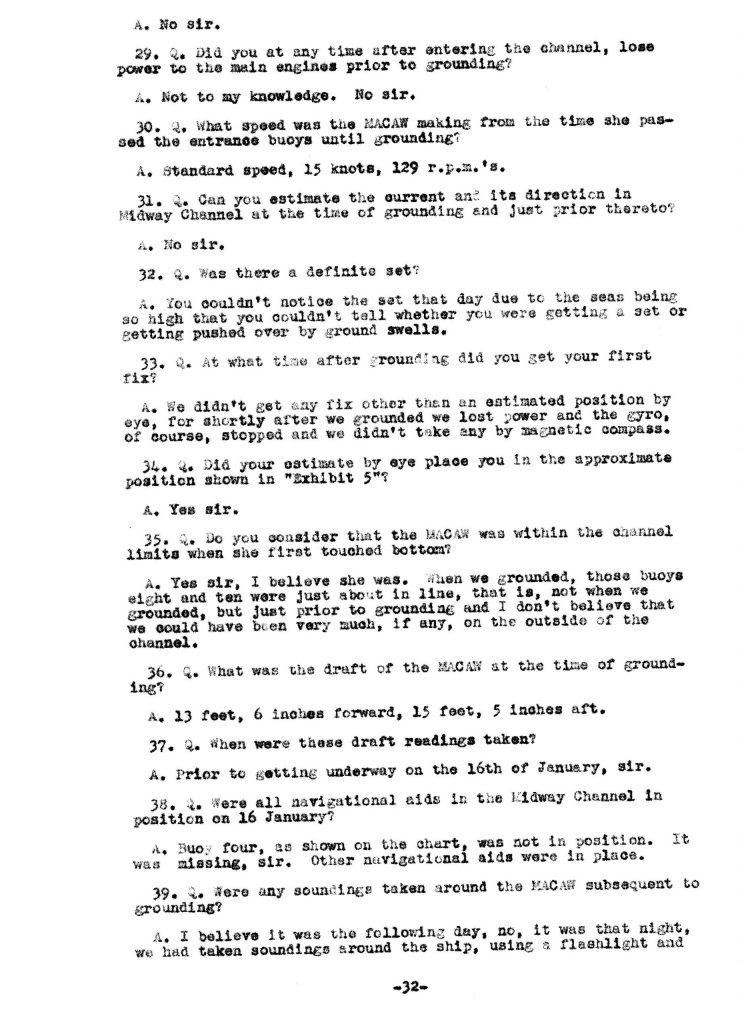 Macaw Board of Investigation p. 32