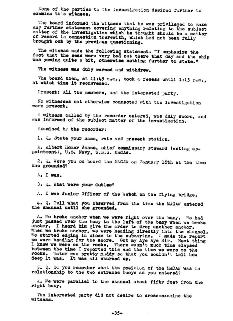 Macaw Board of Investigation p. 35