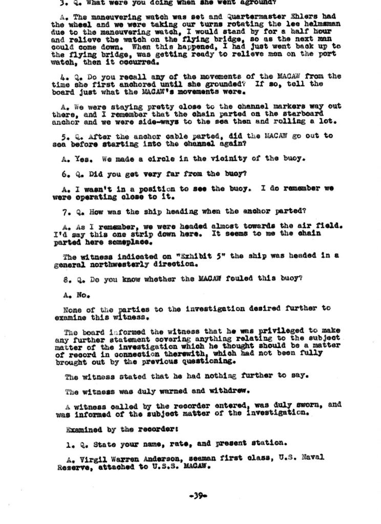 Macaw Board of Investigation p. 39