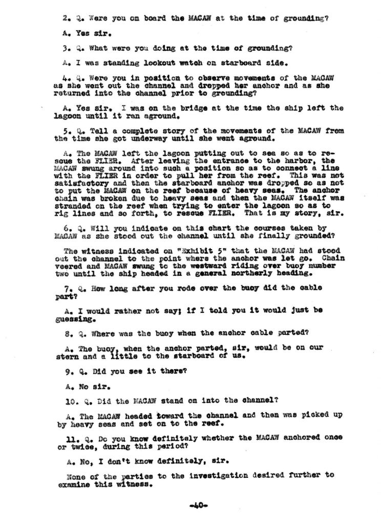Macaw Board of Investigation p. 40