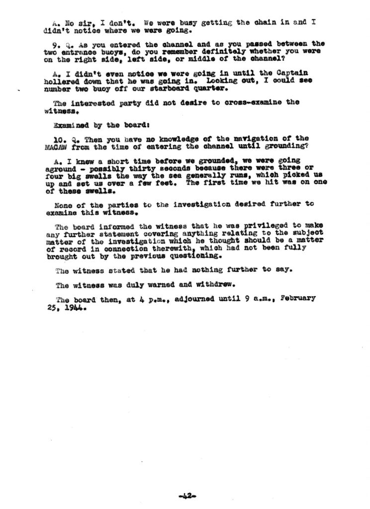 Macaw Board of Investigation p. 42