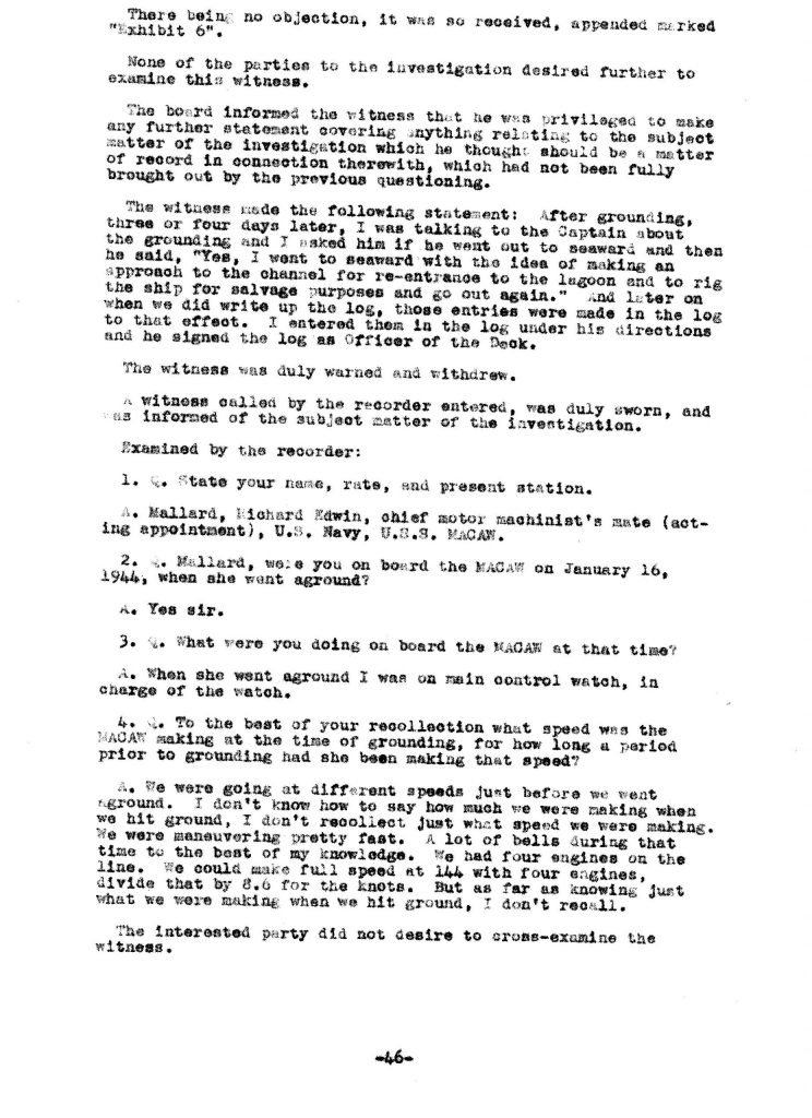 Macaw Board of Investigation p. 46