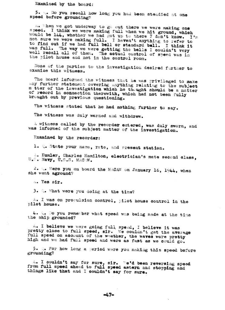 Macaw Board of Investigation p. 47
