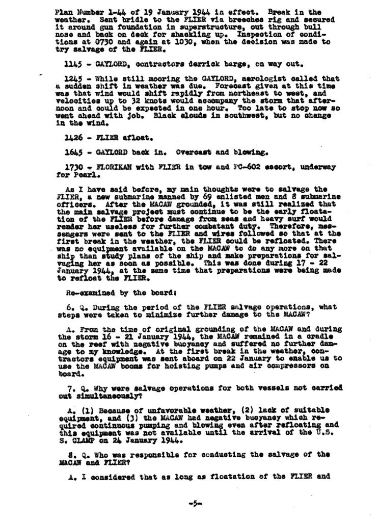 Macaw Board of Investigation p. 5
