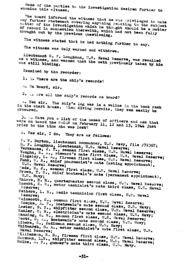 Macaw Board of Investigation p. 51