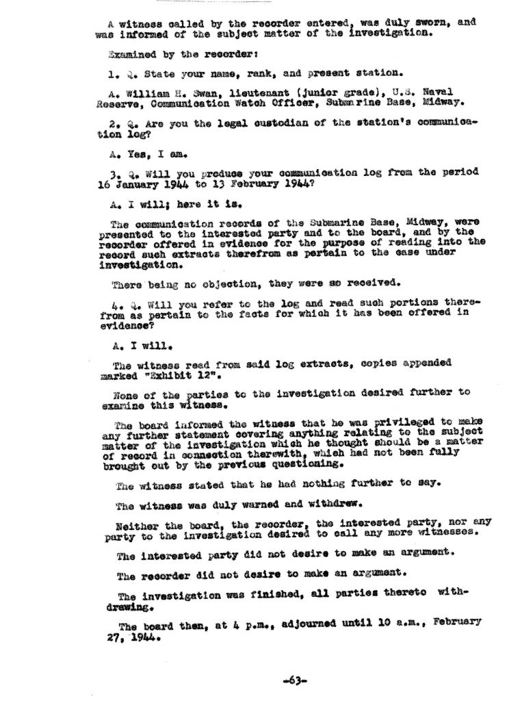 Macaw Board of Investigation p. 63