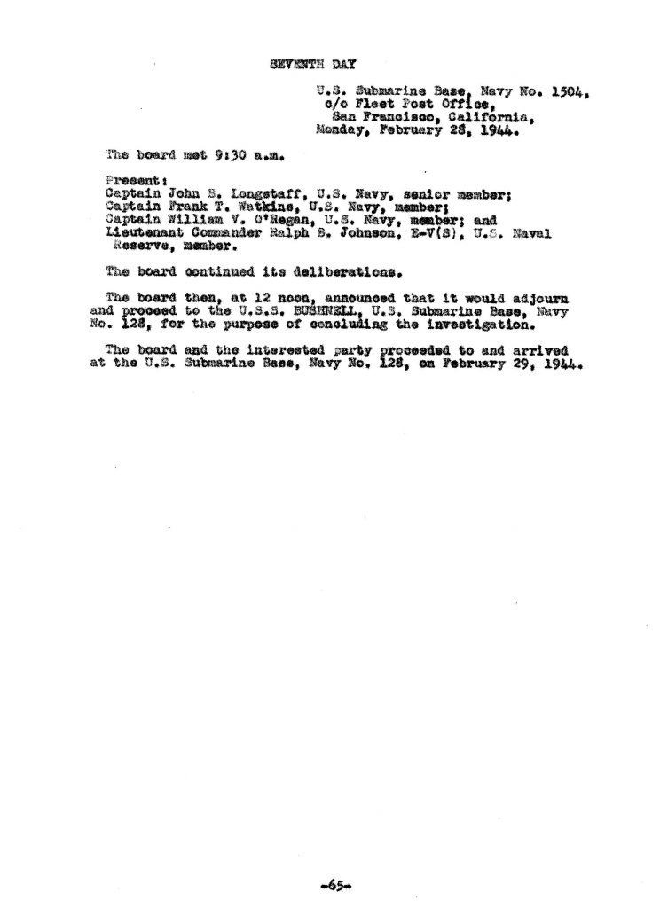 Macaw Board of Investigation p. 65