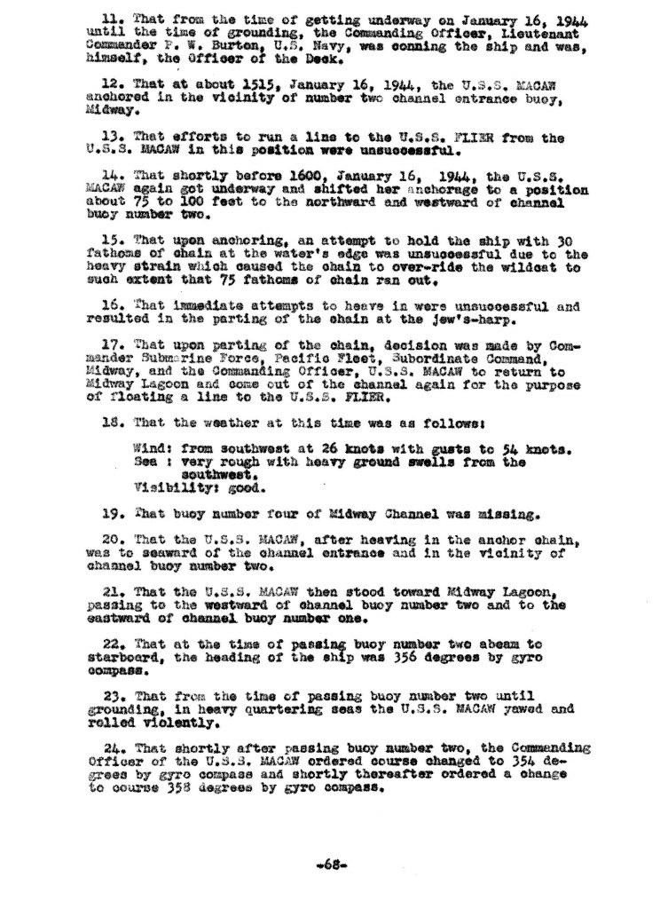 Macaw Board of Investigation p. 68