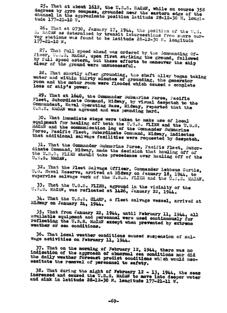 Macaw Board of Investigation p. 69